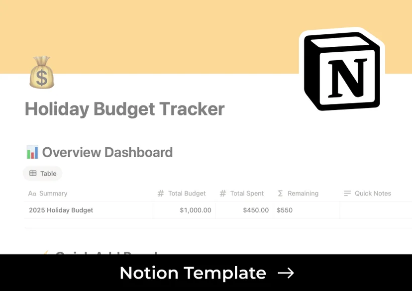 ADHD-Friendly Holiday Budget Notion Template ADHD-Friendly Holiday Budget Notion Template