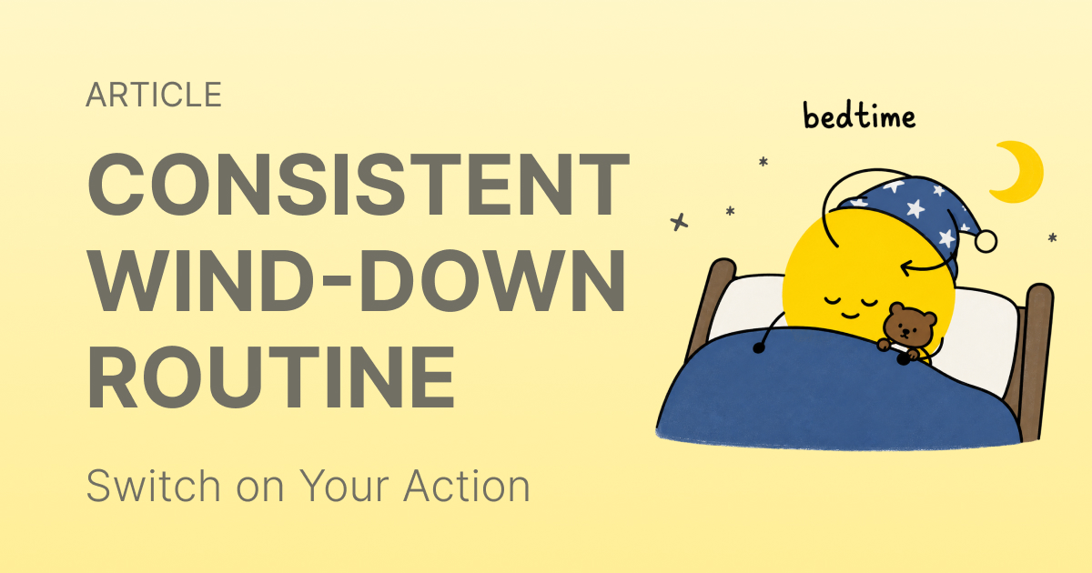 A dim bedroom with a phone face down on a shelf and a timer counting down an evening routine