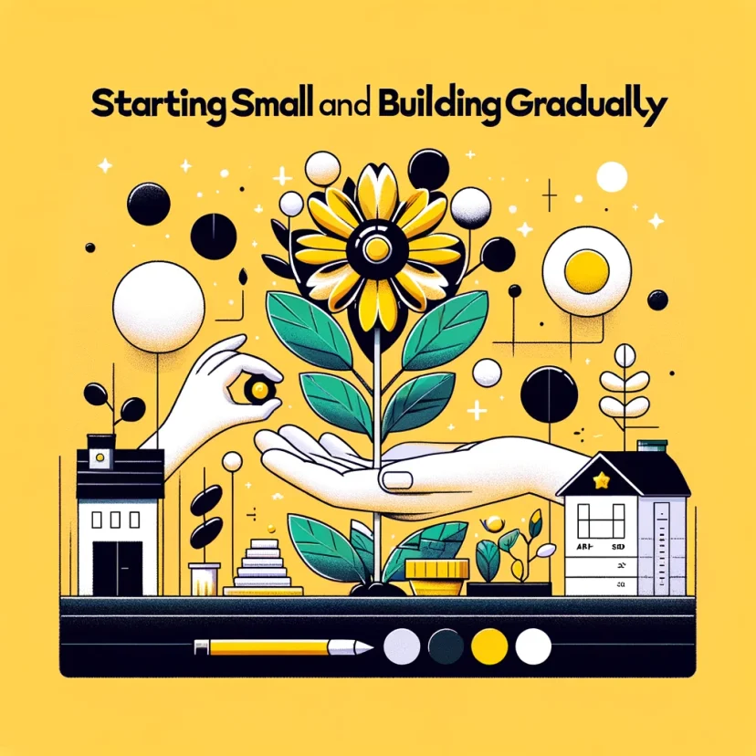 This image metaphorically represents the journey of gradual progress, using the growth of a plant from a seed to symbolize starting with small steps and building up to a comprehensive routine. This image metaphorically represents the journey of gradual progress, using the growth of a plant from a seed to symbolize starting with small steps and building up to a comprehensive routine.