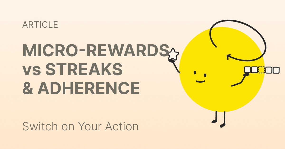 A habit tracker screen showing a broken streak counter next to a small reward badge