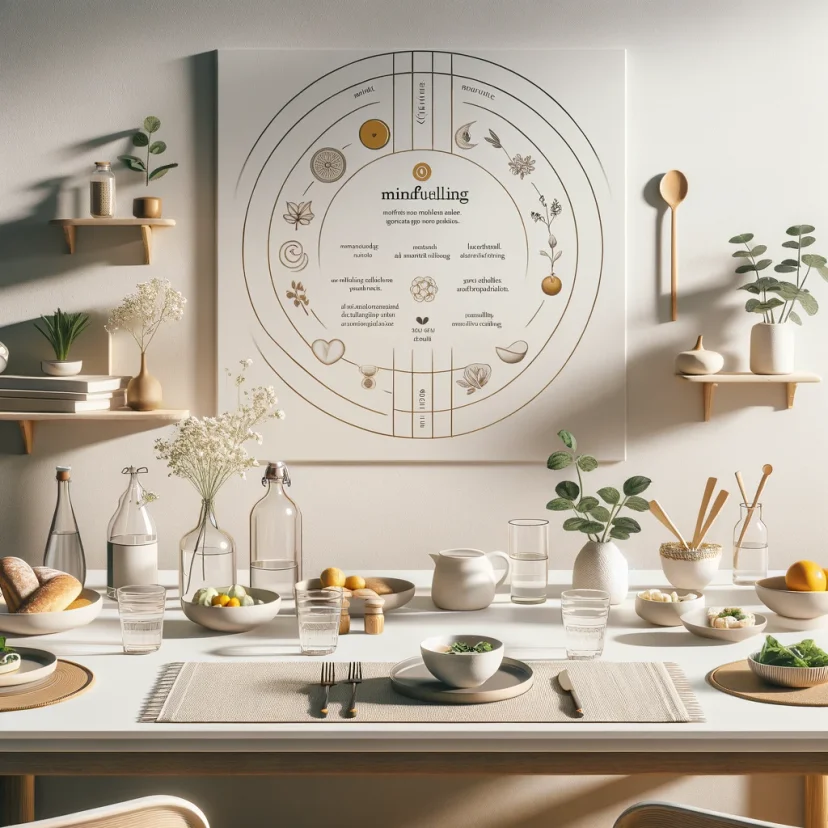 A neatly organized dining table with minimal distractions, highlighting a serene environment conducive to mindful eating. A neatly organized dining table with minimal distractions, highlighting a serene environment conducive to mindful eating.
