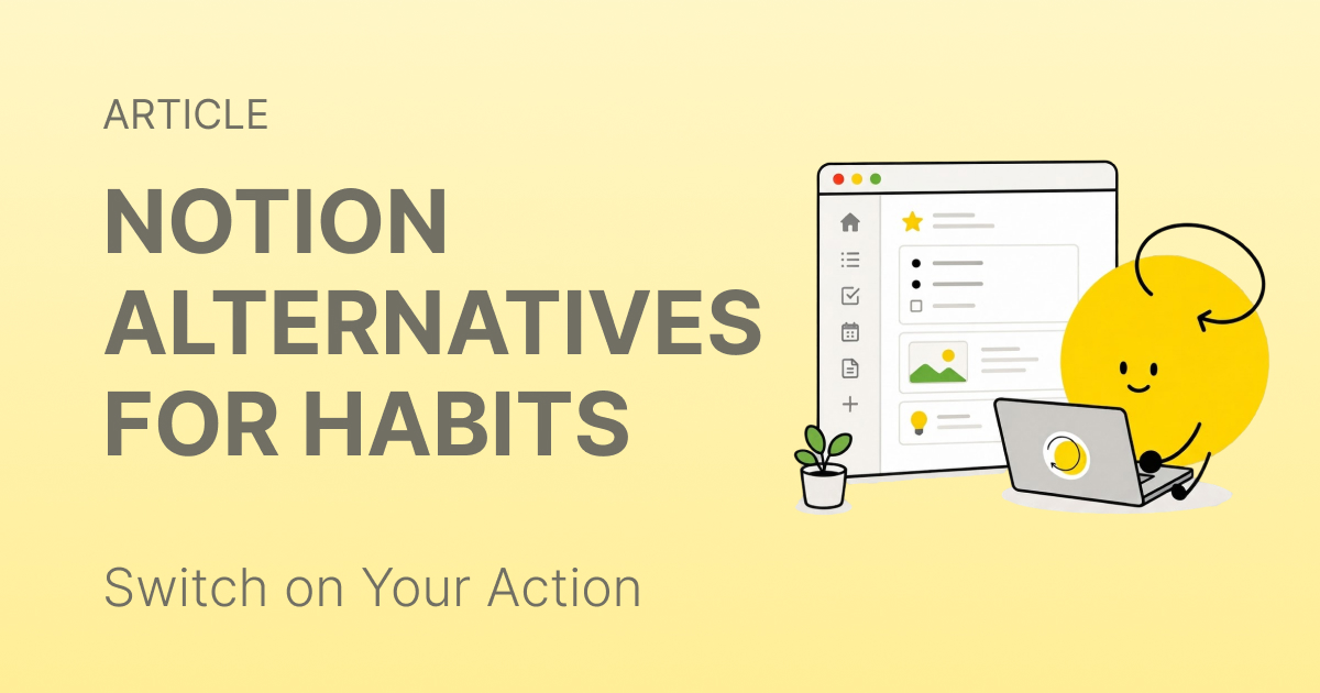 An abandoned Notion habit tracker dashboard beside a phone running a timed routine