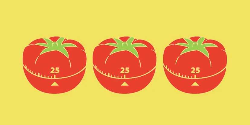 Digital illustration of a tomato-shaped Pomodoro timer set to 25 minutes, surrounded by a checklist of tasks, a pencil, and icons representing short and long break intervals, symbolizing the time management method of the Pomodoro Technique. Digital illustration of a tomato-shaped Pomodoro timer set to 25 minutes, surrounded by a checklist of tasks, a pencil, and icons representing short and long break intervals, symbolizing the time management method of the Pomodoro Technique.
