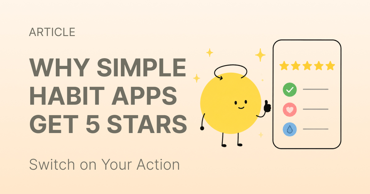 Two habit app screens side by side, one crowded with charts and one showing a single row of habits