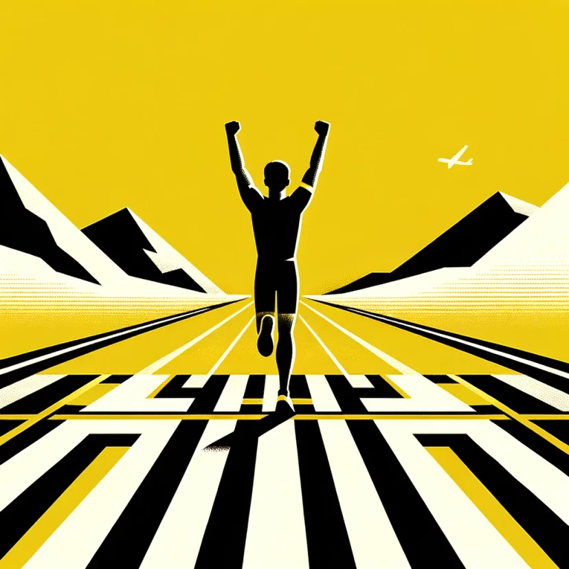 The image captures the moment of triumph, with the individual raising their arms in victory, designed using Routinery's brand colors and a minimalistic, flat-design style. This visual aims to convey a strong sense of motivation and accomplishment, focusing on the person's achievement. The image captures the moment of triumph, with the individual raising their arms in victory, designed using Routinery's brand colors and a minimalistic, flat-design style. This visual aims to convey a strong sense of motivation and accomplishment, focusing on the person's achievement.