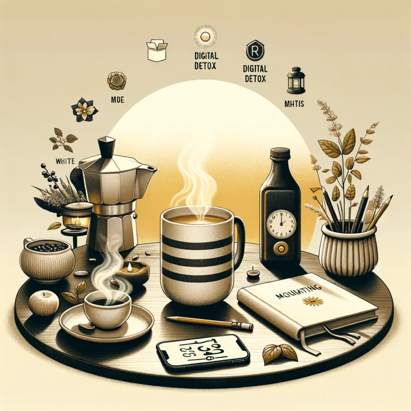 The section image designed to illustrate the integration of morning rituals, digital detox, and minimalist spaces for encouraging practical steps towards slow living has been created. This visual aims to inspire the adoption of a serene and intentional start to the day, embodying the principles of simplicity, mindfulness, and intentionality within a daily routine. The section image designed to illustrate the integration of morning rituals, digital detox, and minimalist spaces for encouraging practical steps towards slow living has been created. This visual aims to inspire the adoption of a serene and intentional start to the day, embodying the principles of simplicity, mindfulness, and intentionality within a daily routine.